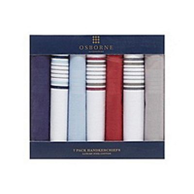 Pack of seven plain and striped border cotton handkerchiefs